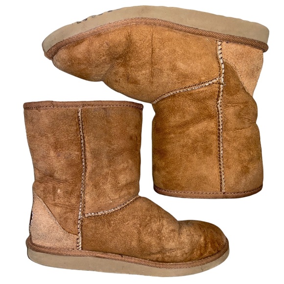 UGG Medium Brown Sheepskin Style F3008I Short Ankle Boots Size 6 - Picture 11 of 13